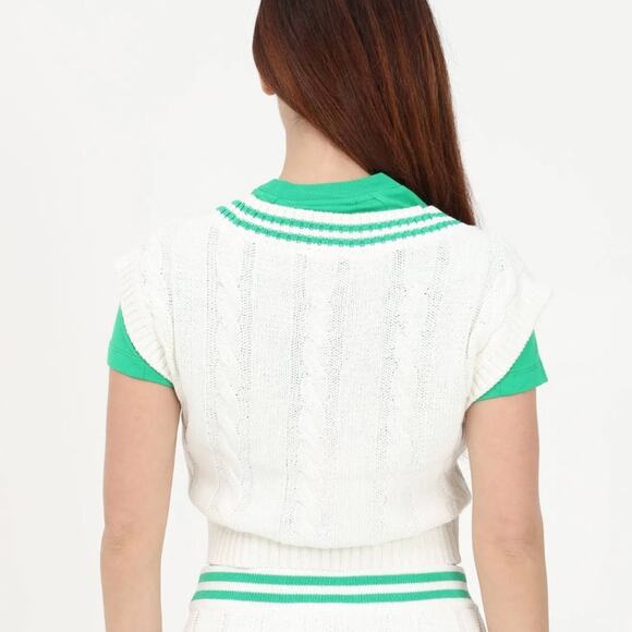 Chiara Ferragni White and Green Cable Knit Cropped Top - Picture 9 of 9